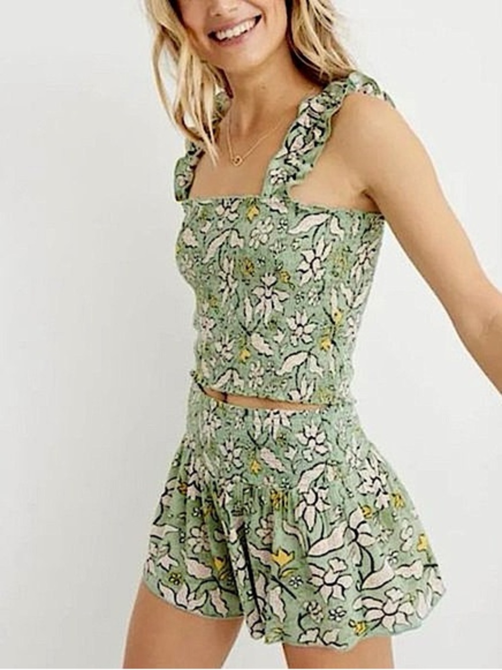 Aerie Jungle Thrills Smocked Tank Top & Shorts Set
